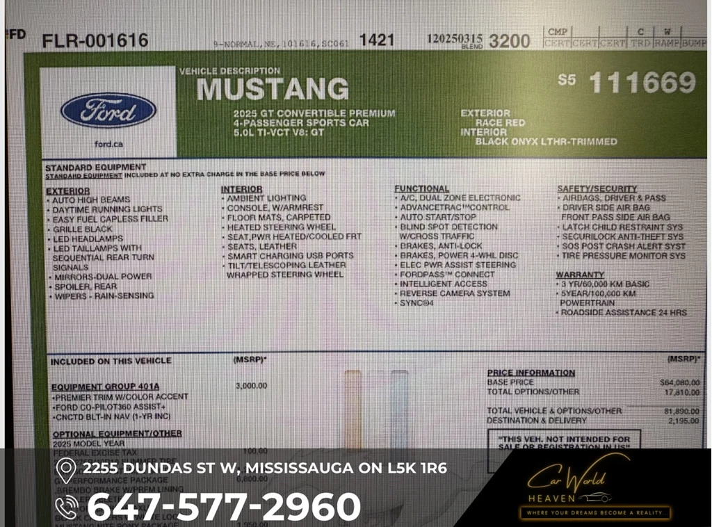 Used 2025 Ford MUSTANG GT Premium