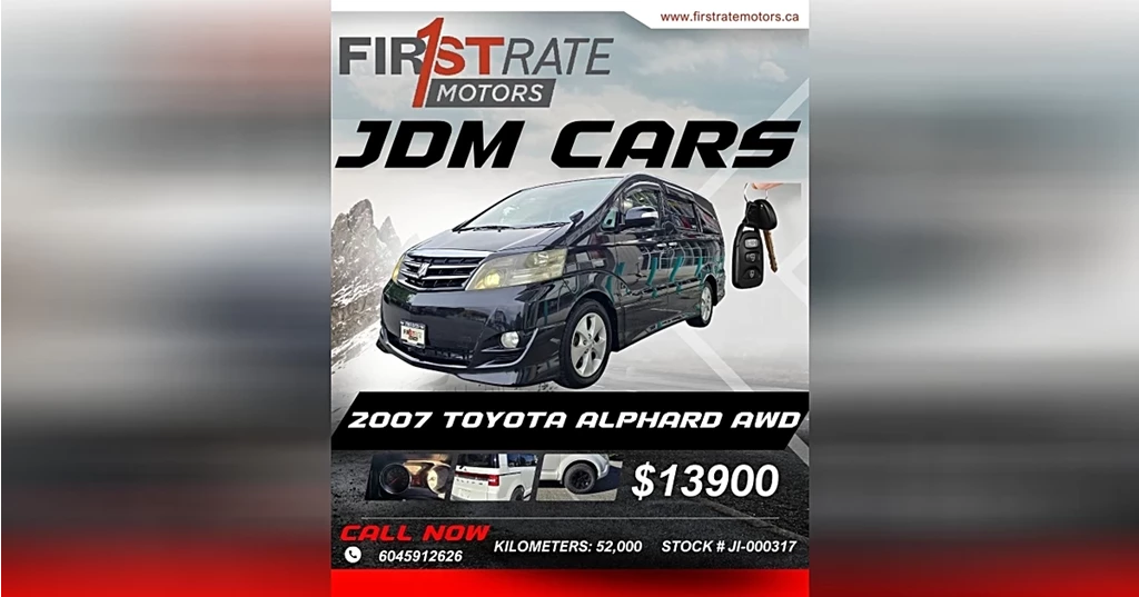 Used 2007 Toyota ALPHARD, 52000 KMS, ALL WHEEL DRIVE, 3.0L 6 CYL... Financing Available... OAC