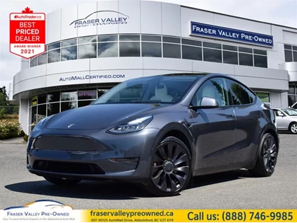 Used 2021 Tesla MODEL Y Long Range 7-Passenger, White Interior