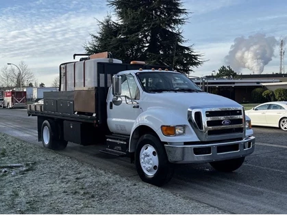 Used 2011 Ford F-750 Flat Deck 3 Seater Diesel With Air Brakes and De-icing